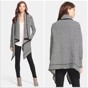 Joie - boho Black & White stripes Cashmere Merino Wool Cardigan Sz XS women’s